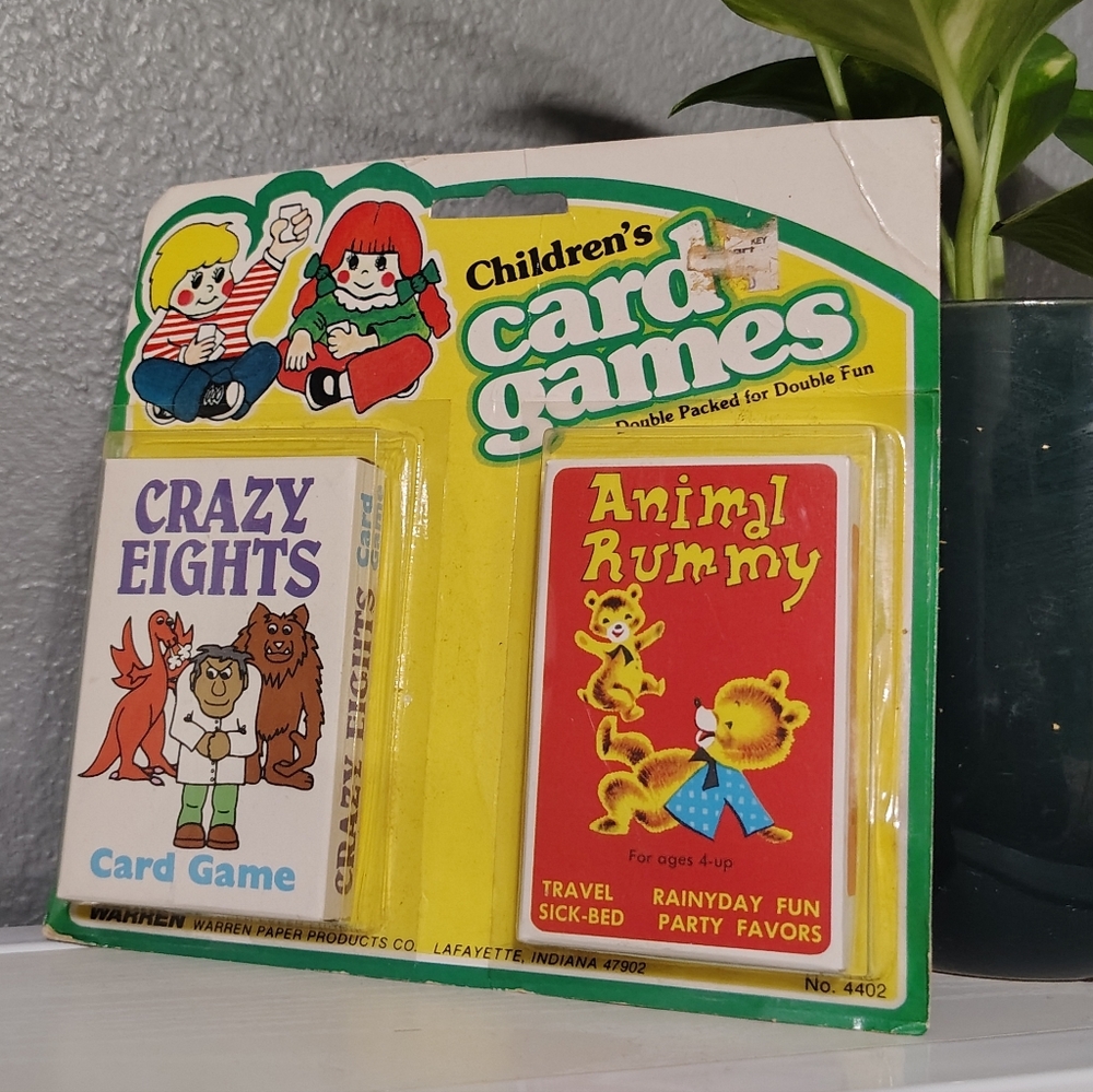 VTG Children's Card Games Set - Crazy Eights & Animal Rummy Collection Item